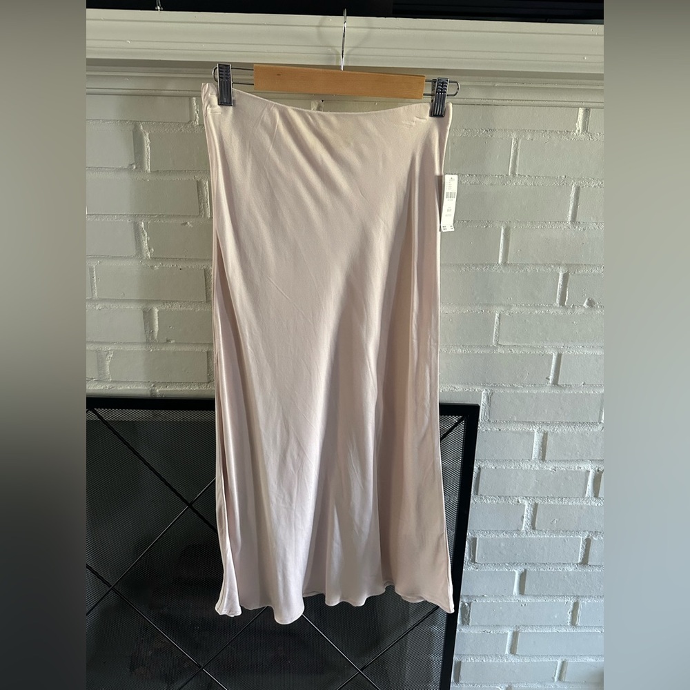 Anthropologie Light Blush Slip Skirt - Soft Satin Finish